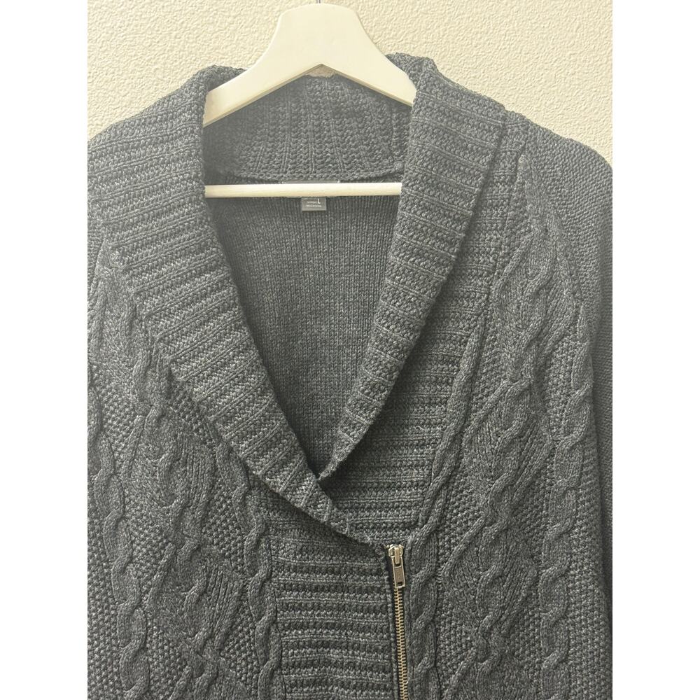 Eddie Bauer Women's Cable Knit‎ Cardigan Zip Sweater Size L Dark Gray